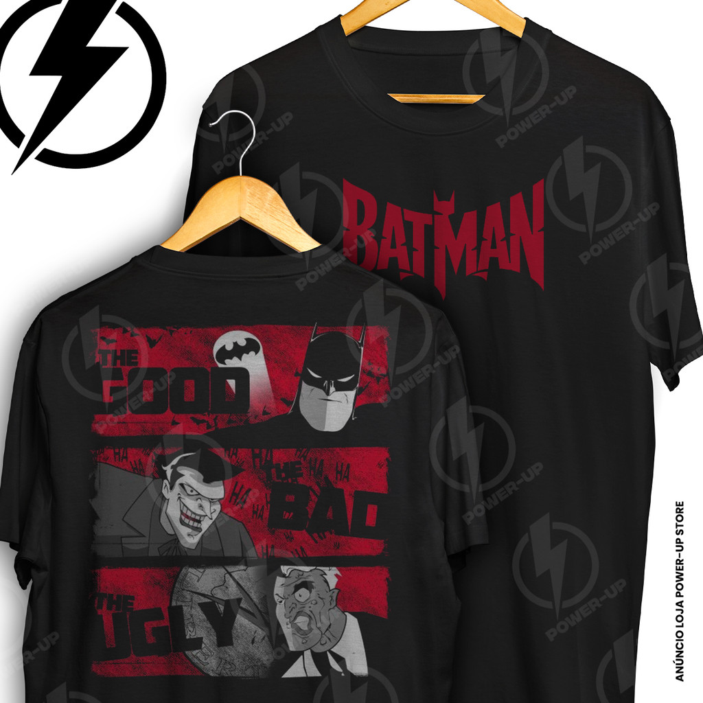 Camiseta Batman Joker Coringa Duas Caras Frente E Verso Blusa Camisa 100% Algodão