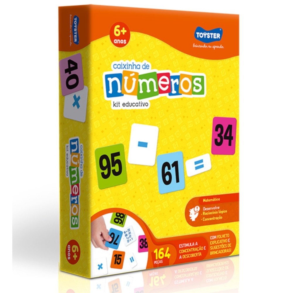 JOGO EDUCATIVO CAIXINHA DE NÚMEROS TOYSTER BRINQUEDO CLÁSSICO MATEMÁTICA LÓGICO ATIVIDADE KIT