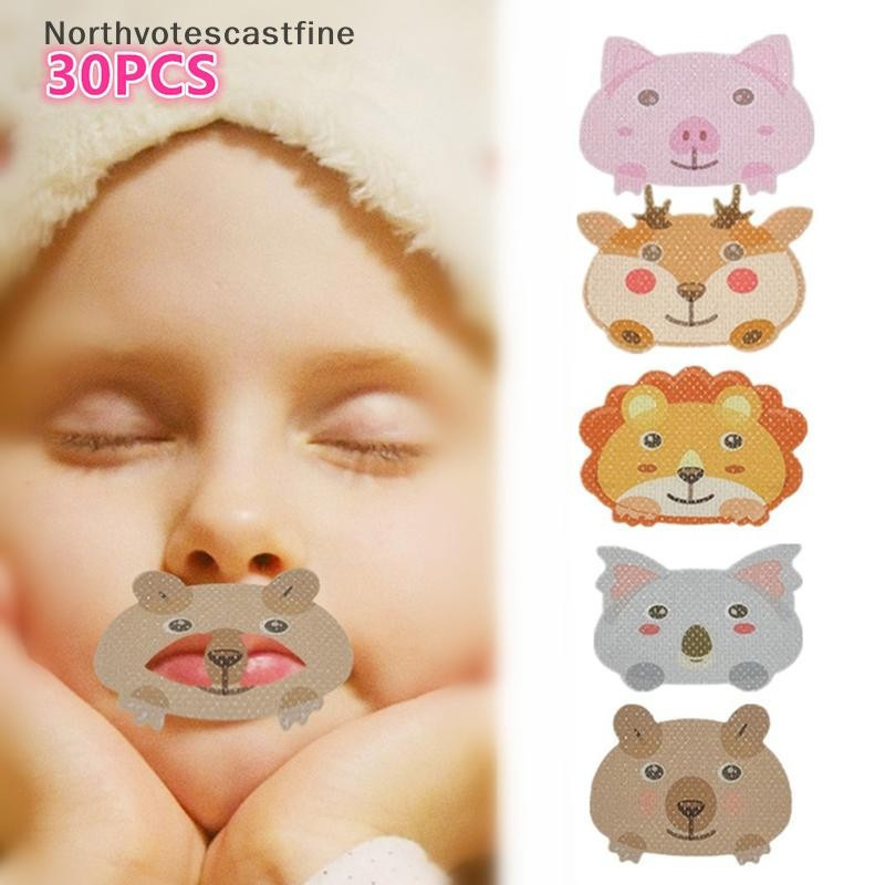 Northvotescastfine 30 Pcs Crianças Dos Desenhos Animados Adesivos Anti-Ronco Dormir De Boca Fechada Remendo De Correção