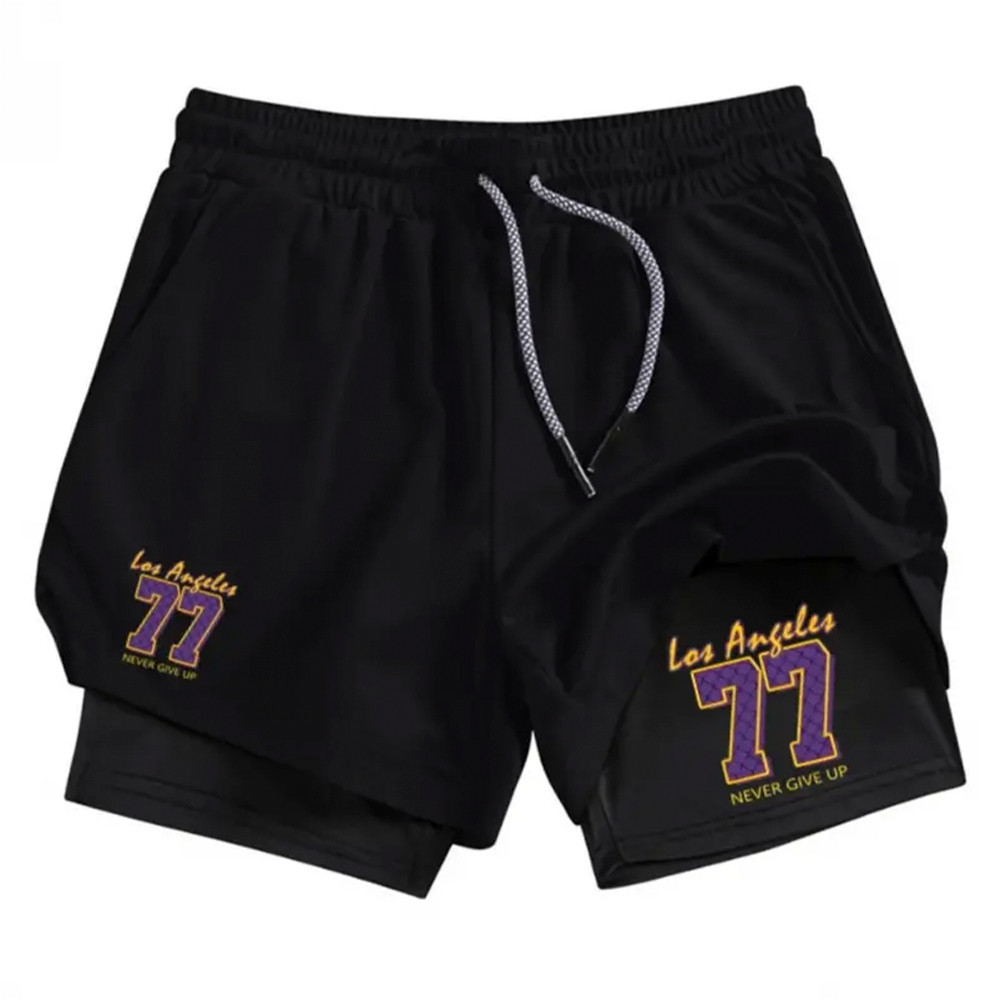 Short Dry-Fit Compressão 2 em 1 Esportivo Academia Lk Moda Basquete Treino Number 77 King