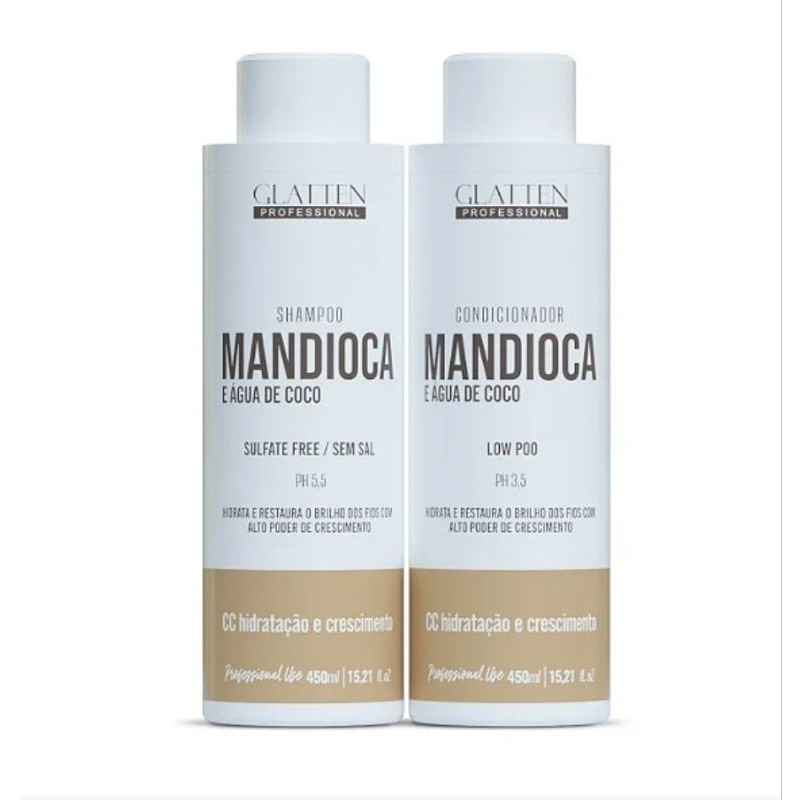 Kit Home Care Manutenção Mandioca e  Água de Coco, Glatten Professional.