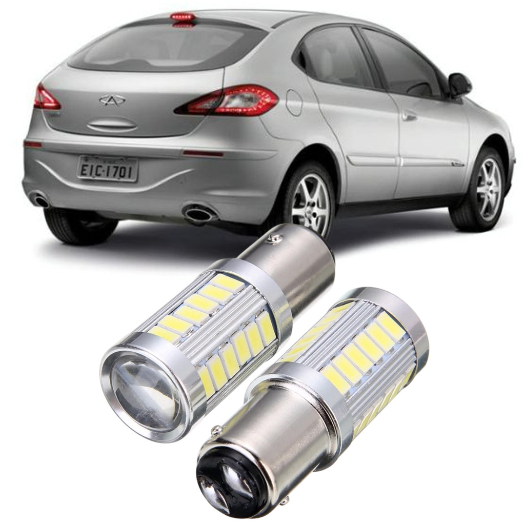 Kit Lampadas Ultra LED Premium Luz de Freio Chery Cielo 2 Polos 33 Leds P21/5W
