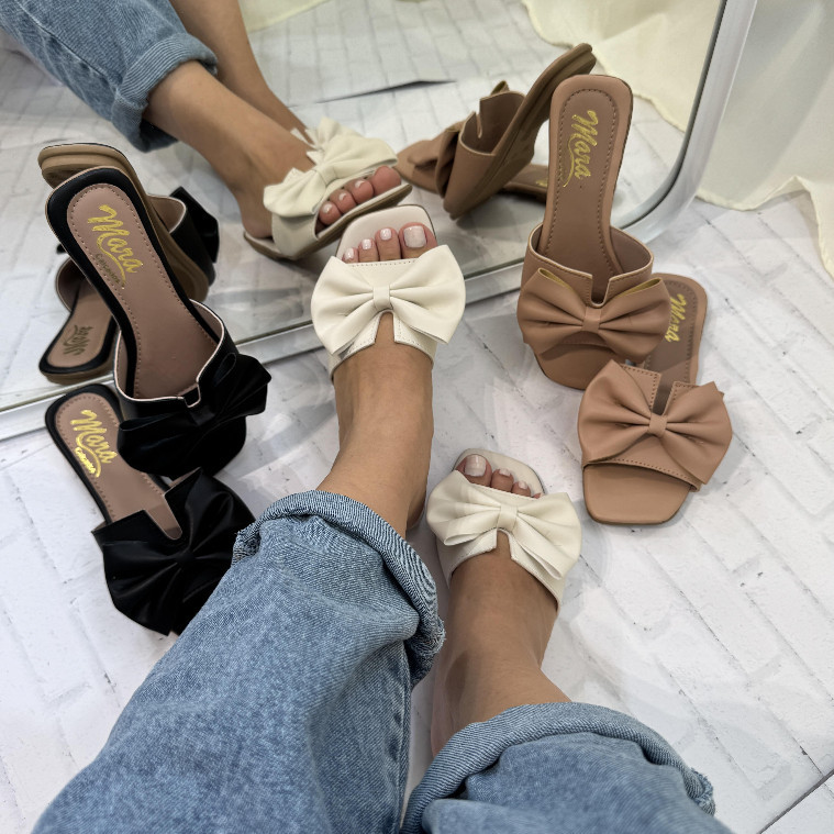 Sandália Feminina Rasteirinha Laço Moda Blogueira Verão Calçado Confortável  Macio Tendência