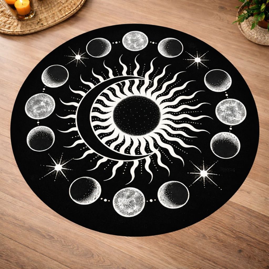 Tapete Redondo Decorativo 88cm Antiderrapante para Sala e Quarto 2161