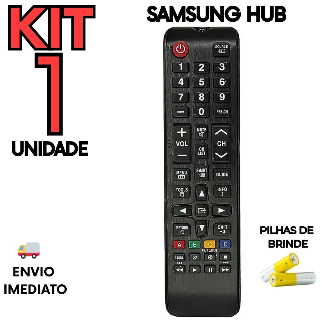 Controle Remoto Samsung Smart TV Compatível Universal Sem Programação Função HUB Pronta Entrega