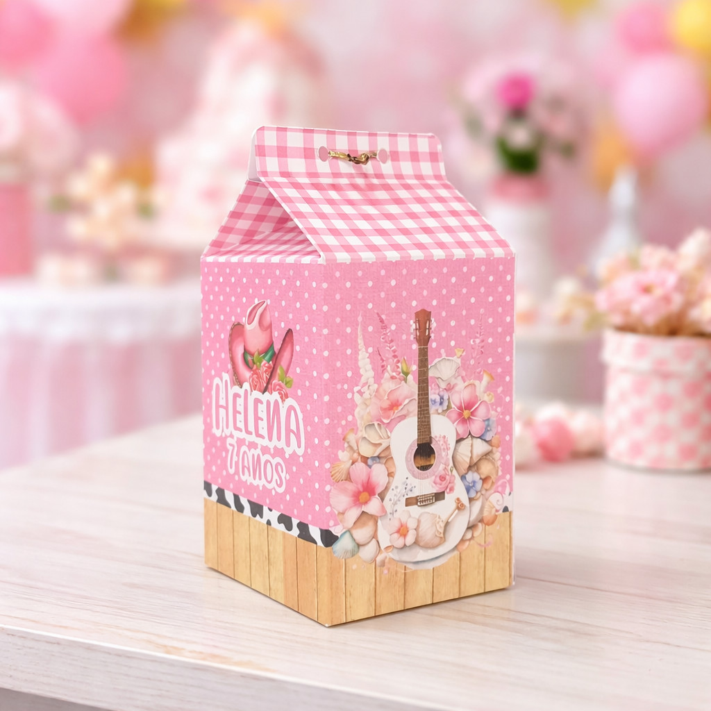 Caixa Milk Boiadeira Country Cowgirl Personalizados Lembrancinha Aniversário Kit Festa Infantil Decoração Ana Castela