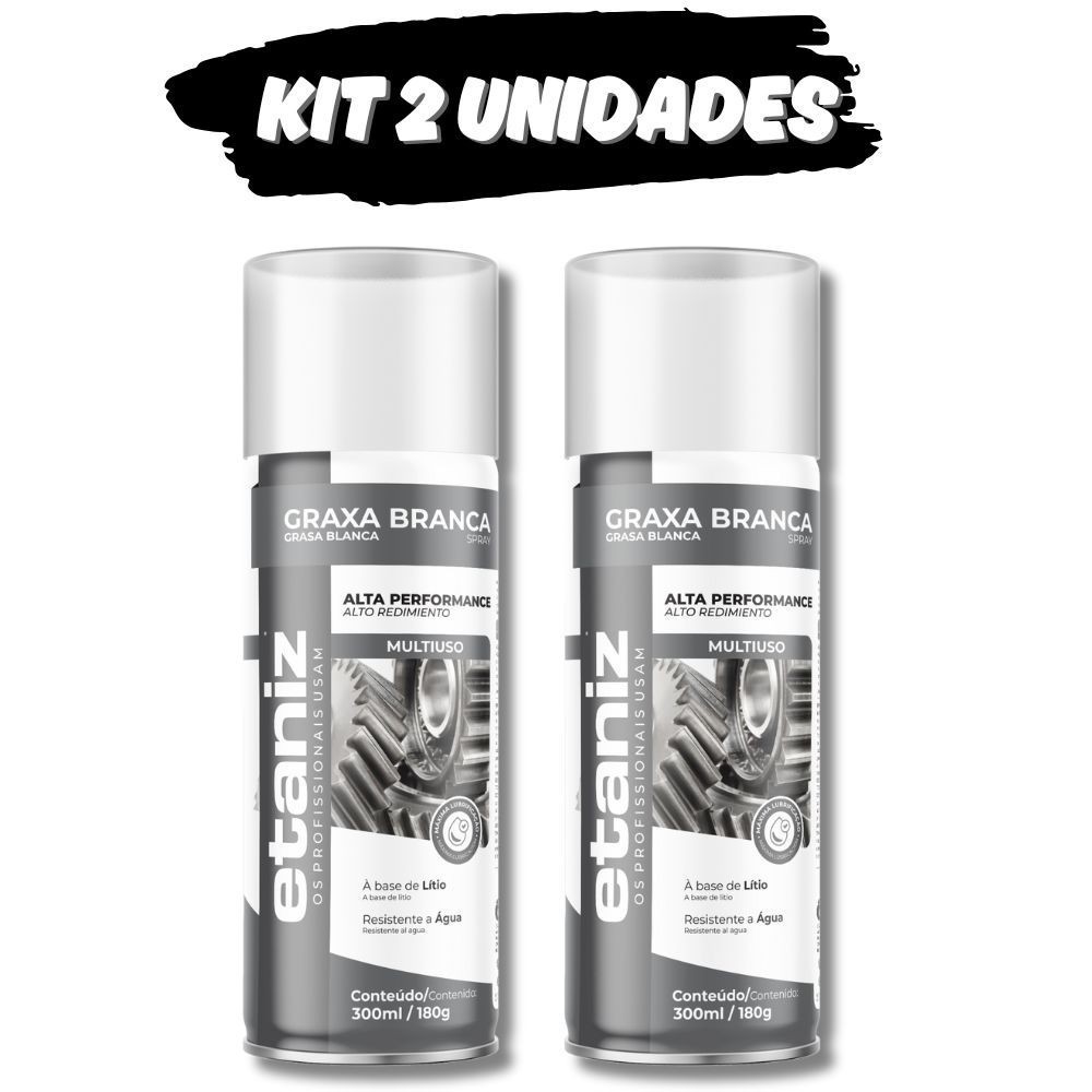 Kit 2 Graxa Branca De Lítio Spray 300ml Etaniz Envio Hiper Expresso