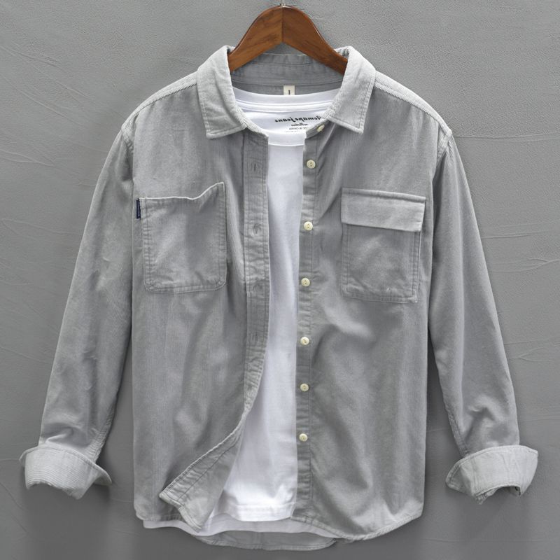 Camisa masculina roupas de outono roupas masculinas de manga comprida veludo estilo japonês exterior Wear Casual masculi