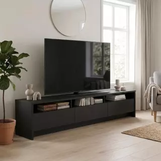 Rack Aspen 219cm 3 Portas para TV até 75 Polegadas - Preto Fosco