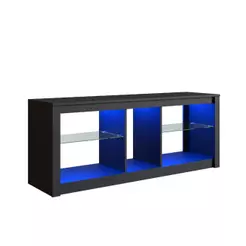 Rack para Sala Gamer ProDecor com Prateleiras de Vidro e Iluminação em LED RGB 136cm Preto - RA1360P