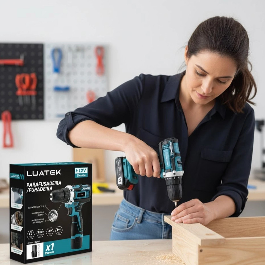 Parafusadeira e Furadeira de Impacto Elétrica 12V com Bateria — foto 6