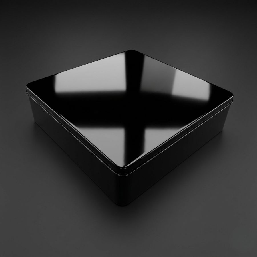 Lata de Metal Quadrada - Preto - 19,5x19,5x5,5cm - 1 unidade - Rizzo