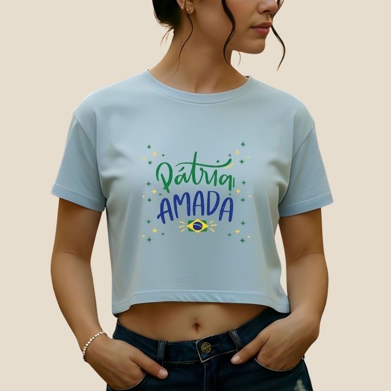 Cropped Feminino Copa Brasil Estampa Estilosa Algodão Premium Super Confortável Tendência 2026