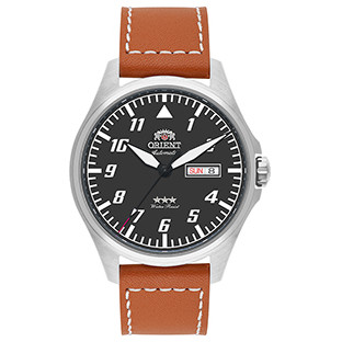 Relógio Orient Masculino Automático Aviador Sport Air Pilot YN6SC010 P2MX Pulseira de Couro Marron