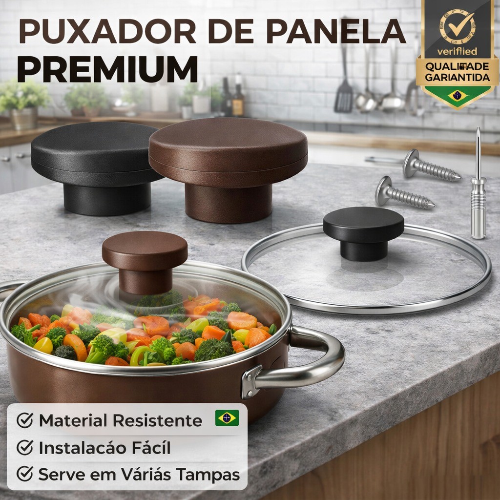 Kit Puxador de Tampa de Panela Resistente com Parafuso Inoxidável – Escolha 1 a 6 Unidades