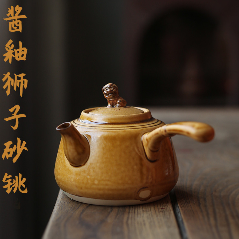 Réplica de molho de areia antigo esmalte pote velho Chaoshan Gongfu chá fogão a carvão bule Jade livro medo velho fogão