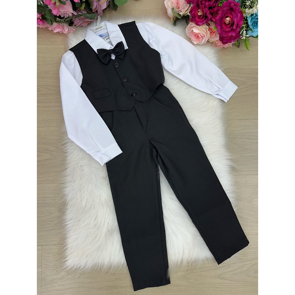 SONI Conjunto Meninos Kanga Social Preto Colete
