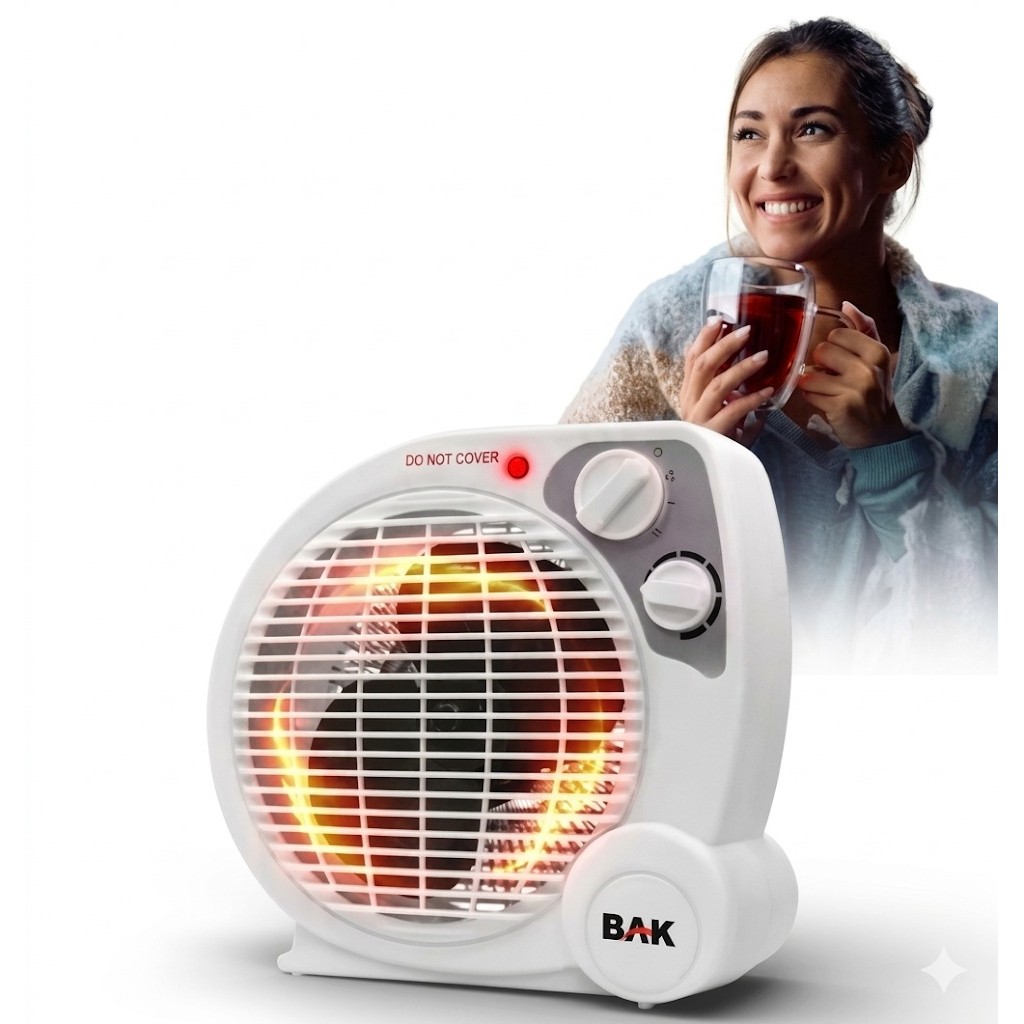 Aquecedor Elétrico Termoventilador 1500w 220v Portátil 4 Estágios Bak