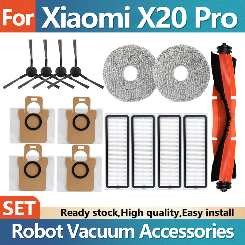 Xiaomi Robot Vacuum X20 Pro D102GL Robô Aspirador Acessórios De Limpeza Filtro Escova Lateral Principal Mop Saco De Pó