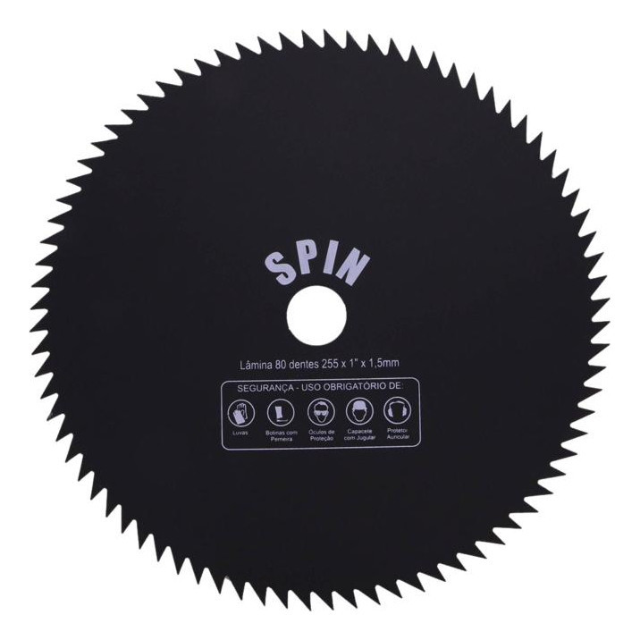 Faca Circular Lamina Roçadeira 80 Dentes Furo 25mm Tamanho 255x1,5mm Spin