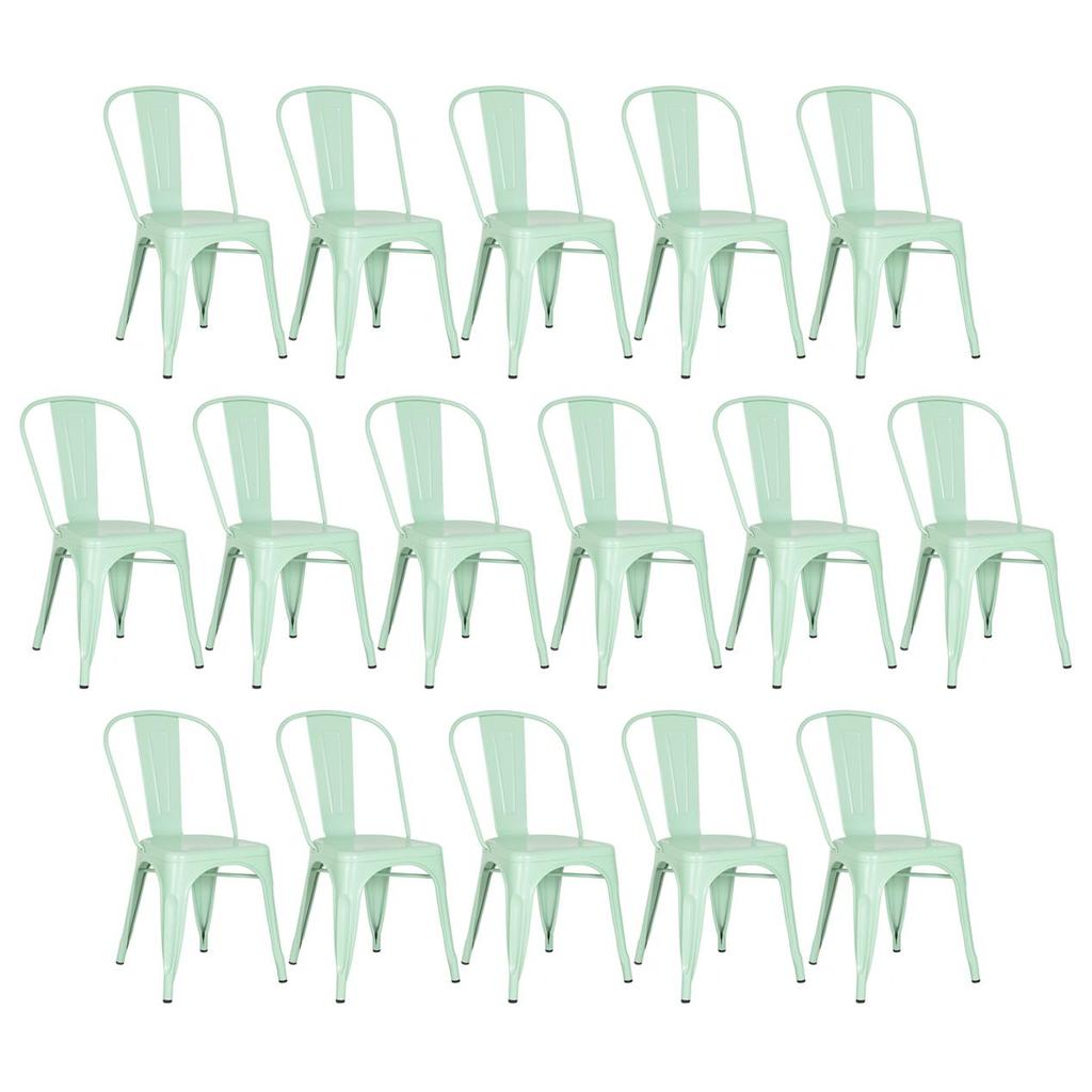 Kit 16 Cadeiras Laráz Iron Tolix Industrial Verde Claro