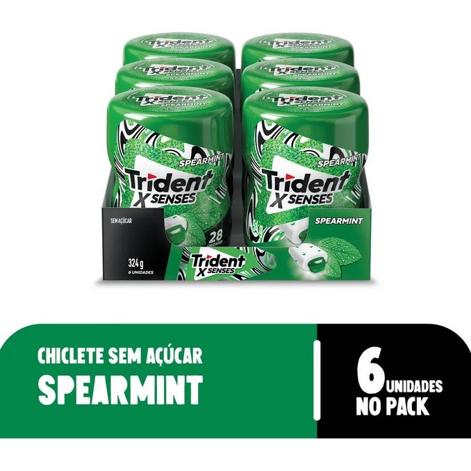 Chiclete Trident X Senses Menta Com 6 Unidades De 54g