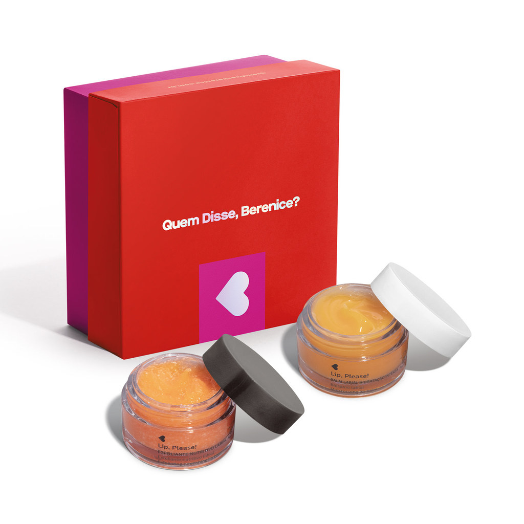 Combo Presente Lip, Please!: Esfoliante Labial Nutritivo 8g + Balm labial Hidratação Intensa 8g + Caixa Tamanho P
