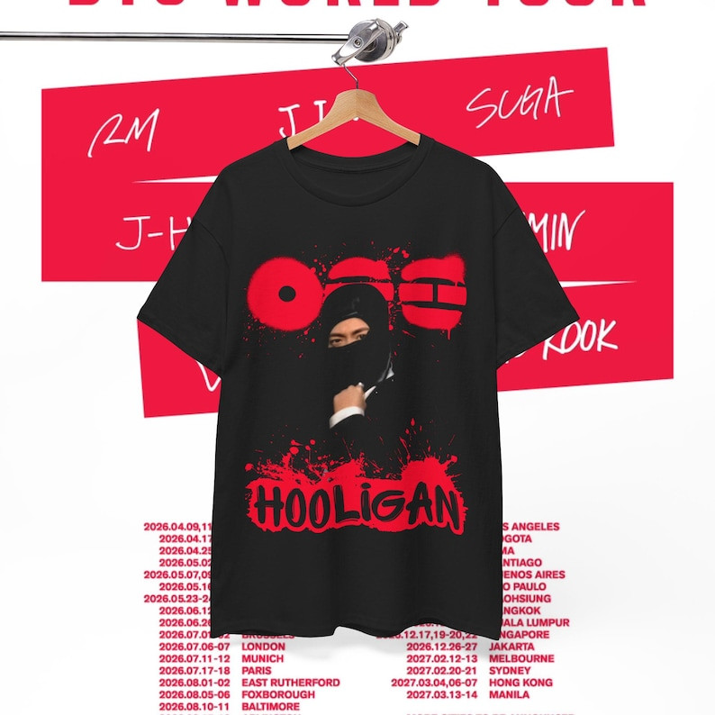 Camiseta Unissex Oversized Plus Size Feminina Masculina Estampa BTS Hooligan OCE World Tour |  Streetwear Kpop