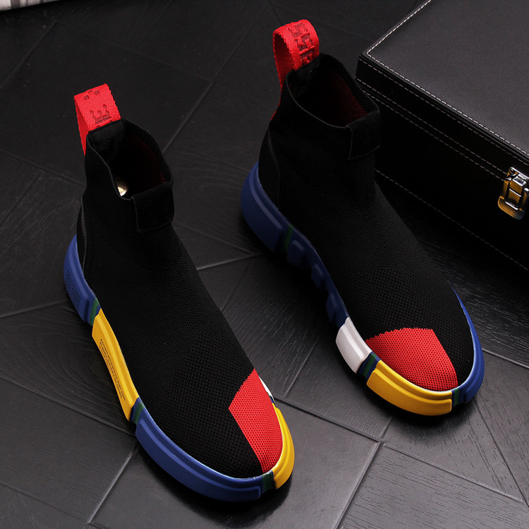 Meias de malha respirável sapatos masculinos de alta qualidade esportes sapatos casuais sapatos de manga masculino britâ