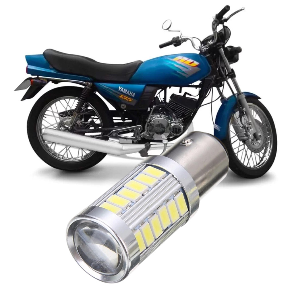 Lampada Ultra LED Luz de Freio e Lanterna Traseira P21/5W Moto Motocicleta Yamaha RD 135 Viúva Negra 1986 a 2000
