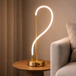 Luminária de Mesa Led Curves 15w 3000K/6500K Branco Quente/Neutro/Frio Bivolt Dourado Cod: ALUT001948 Alut By Avant