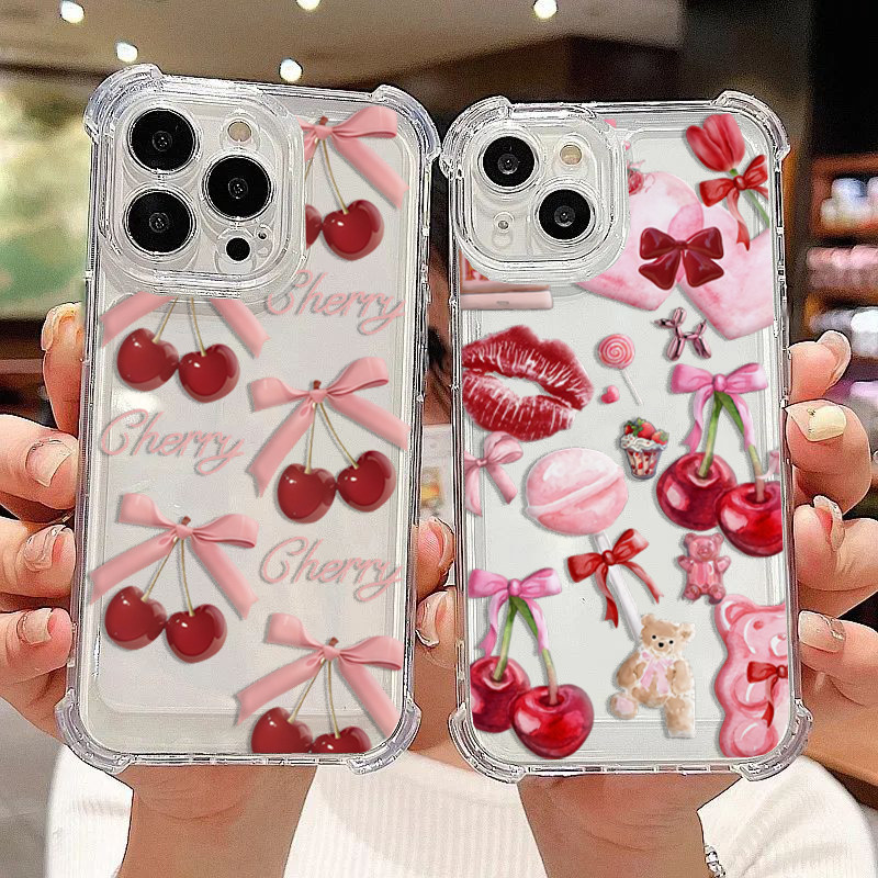 Capa Para Xiaomi 12T 15T PRO 15 POCO X8 MAX M7 F7 Ultra X7 X5 X4 X3 F4 Arco Cereja Lichee Moda Silicone Macio À Prova De