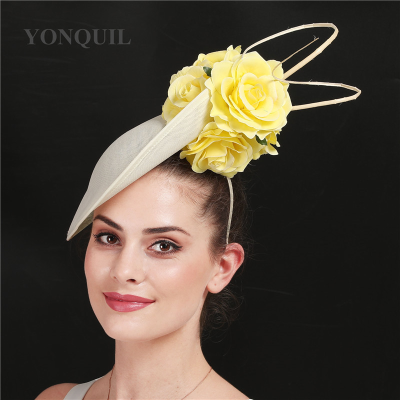 Novo estilo de penas cartola nobre corrida cavalo Festival grande banquete chapéu Retro britânico acessórios para o cab