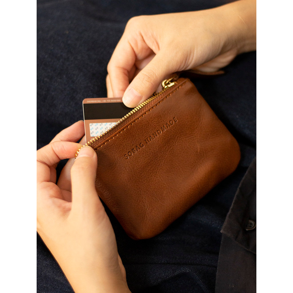 Sobag Original feito à mão couro genuíno zíper Mini embreagem feminino batom pequena bolsa de moedas Retro saco de moeda