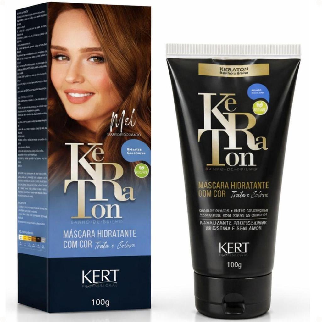 Tonalizante Kert Keraton Banho de Brilho Vegan Cor Mel Marrom Dourado 100g