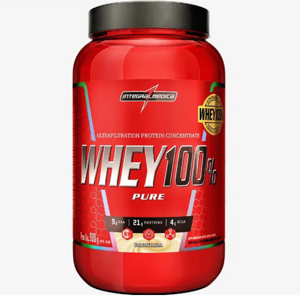 WHEY PROTEIN 100 % PURE BAUNILHA POTE 900G - INTEGRALMEDICA