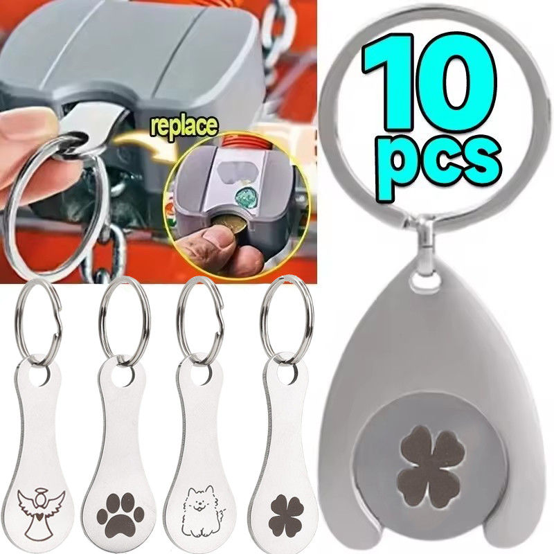 Chaveiro De Token De Carrinho De Compras De 10-2 Unidades-Abridor De Garrafas 2 Em 1-Pingente Metal-Gadget De Bar De Coz