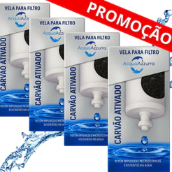 Kit 04 Velas Para Filtro Barro Alcalina Carvão Ativado - SERVE PARA TODOS FILTRO DE BARRO