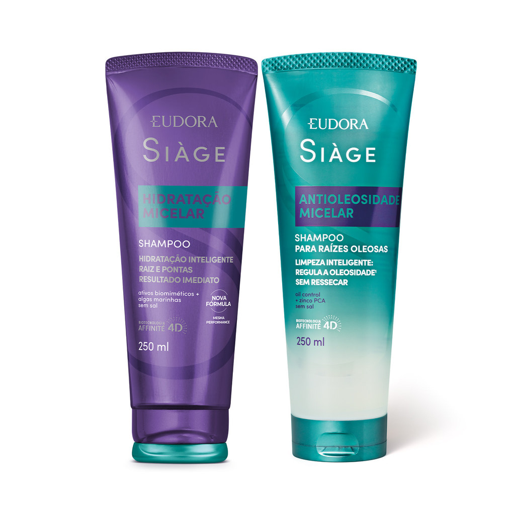 Combo Siàge: Shampoo Hidratação Micelar 250ml + Shampoo Anti Oleosidade 250ml