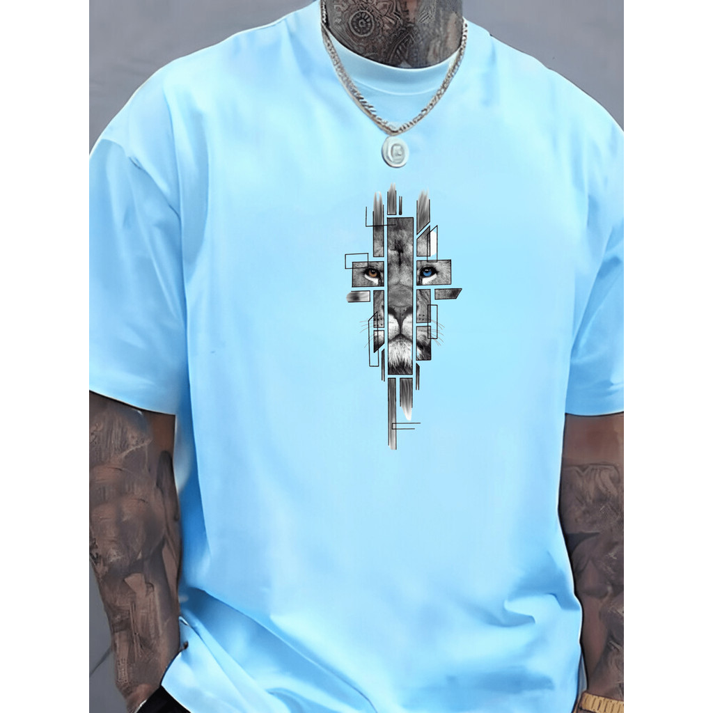 Camiseta Masculina feminina Leão de Juda Yeshua Cruz e a Espada 100% Algodão Promoção