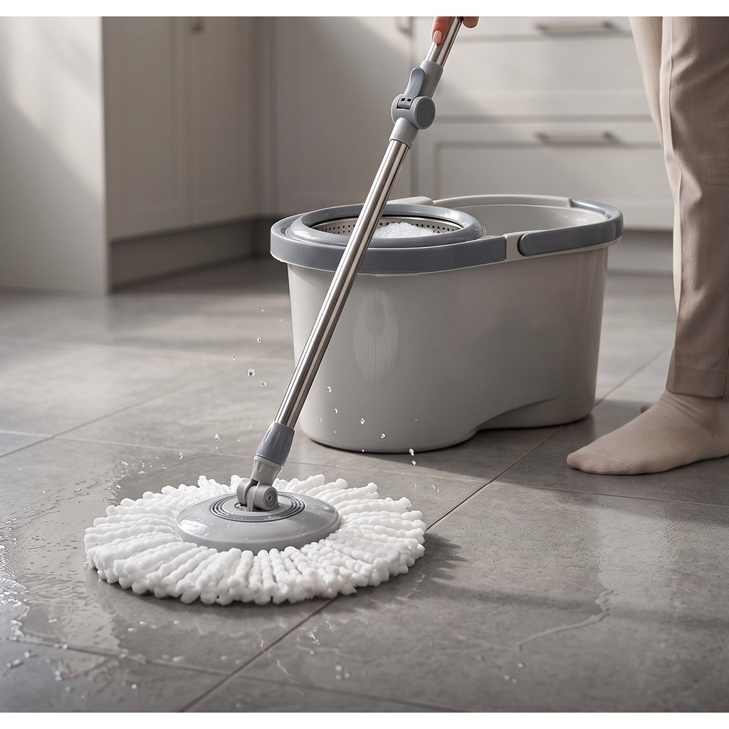 Mop Giratório 360° c/ Balde Inox 6,5l Refil Extra de Microfibra Multiuso Ajustável Electrolux Menalux · foto 2