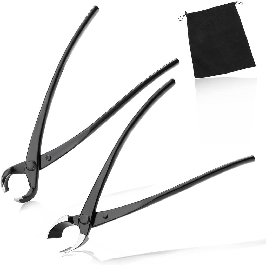 Conjunto de Ferramentas para Bonsai - Cortadores Côncavos de 8" e Cortadores Esféricos de 8" em Aço Carbono, Kit de Poda