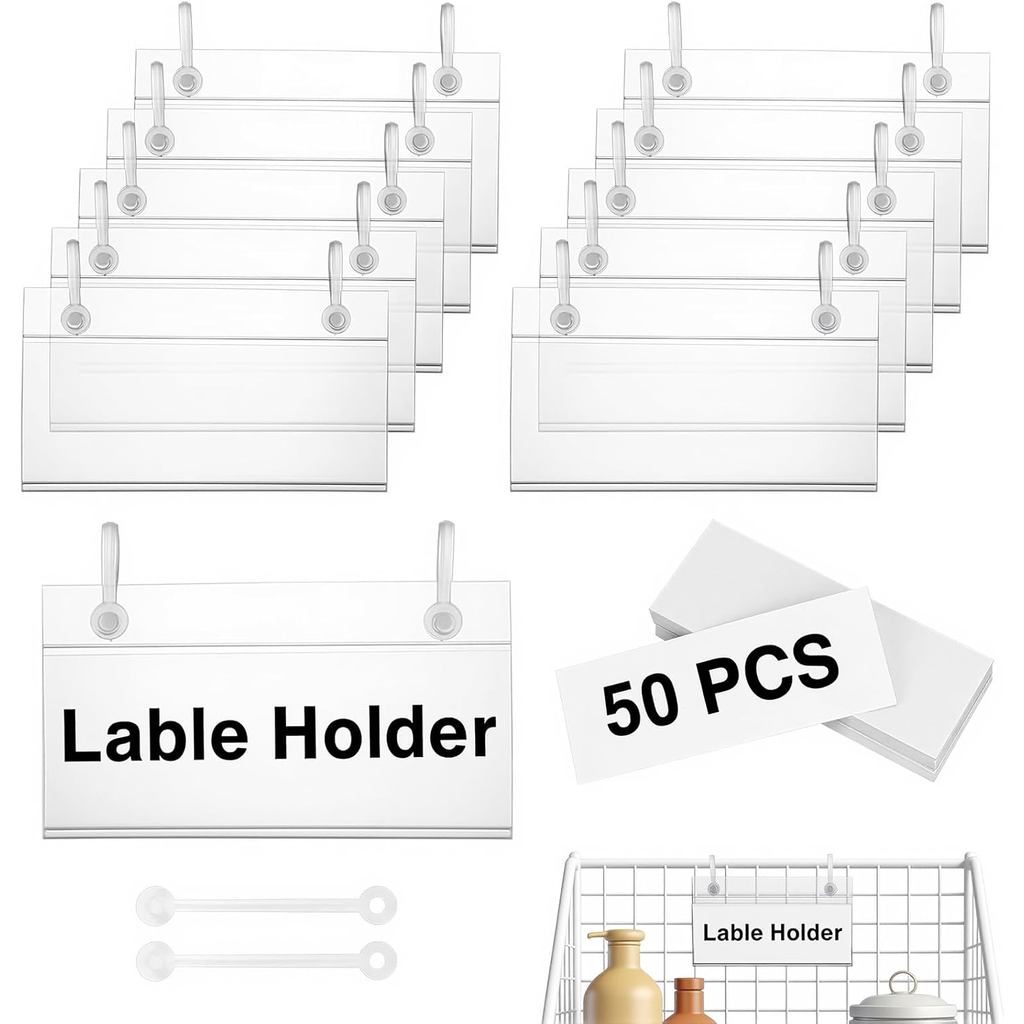 Etiquetas para Cestas Meetory - 50 Peças de Suporte para Etiquetas de Prateleira com Design de Trava de Botão Fácil, Sup