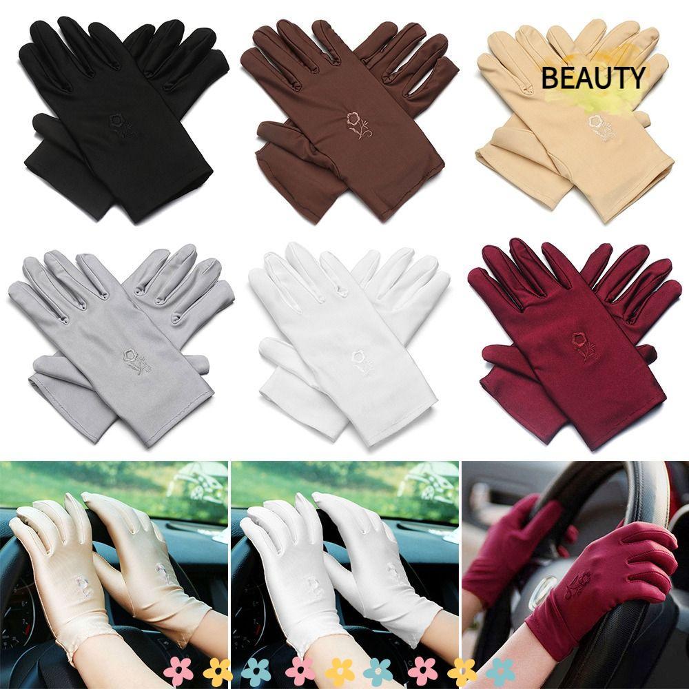 BEAUTYHOMEBR Luvas De Condução , Elásticas Finas De Proteção Solar Bordadas Para Meninas