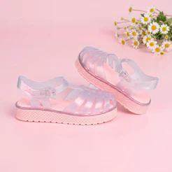 Sandália Infantil Menina Kidy Gloss Nude Aranha Fisherman Casual Confortável Anatômica Leve