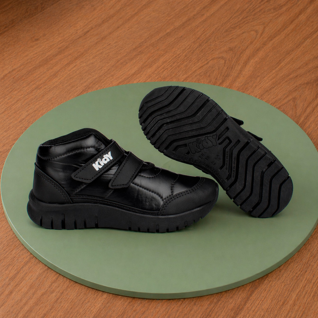 Tênis Infantil Menino Kidy Ultra Flex Preto Cano Médio Casual Confortável Leve Anatômico Antiderrapante