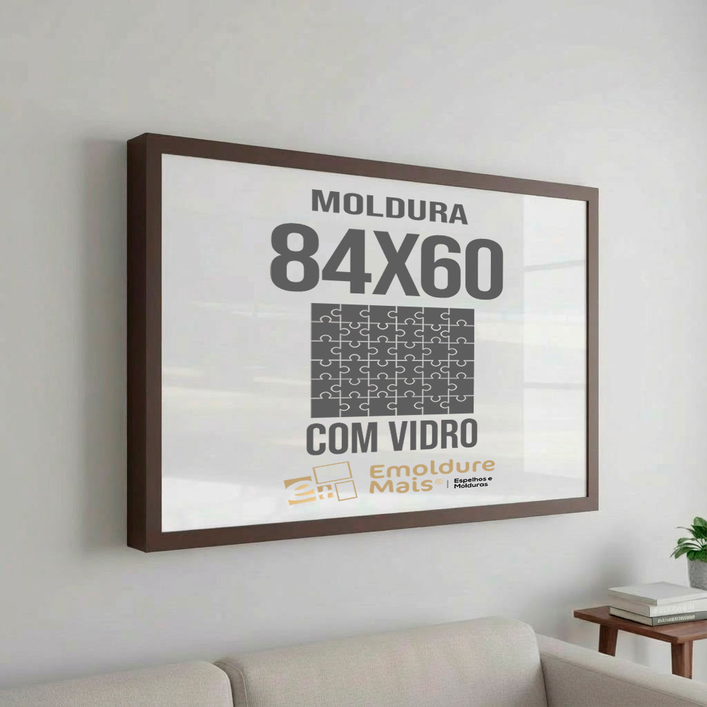 Pais e Filhos 1500 peças 84x60 moldura com vidro para quebra cabeça cor Tabaco