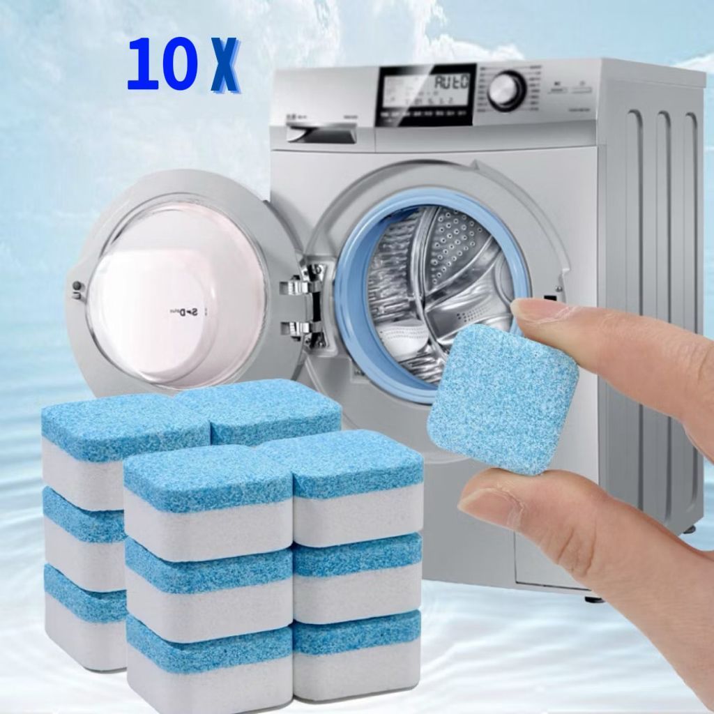 Kit 6/10/15/24 Pastilhas para Limpeza de Máquinas de Lavar Roupas Efervescentes Multifuncional