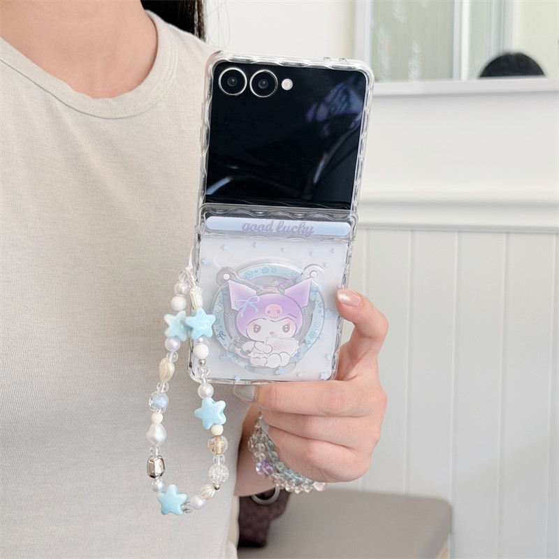 Bonito Kuromi Magnético Eixo Central Estrela Pulseira Capa De Telefone Para Samsung Galaxy Z Flip 7 6 5