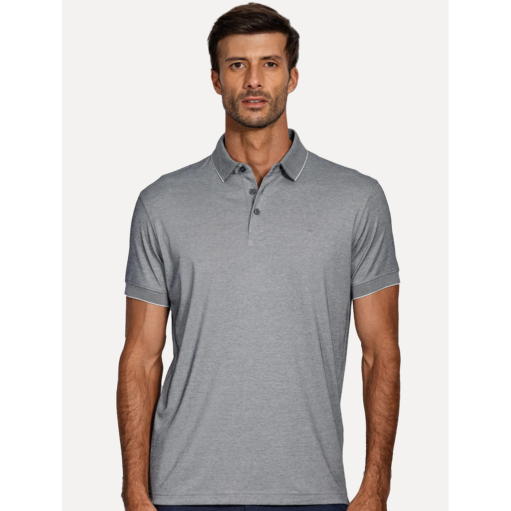 Polo Aramis Original Masculina Interlock Pima Maquinetada Azul Marinho
